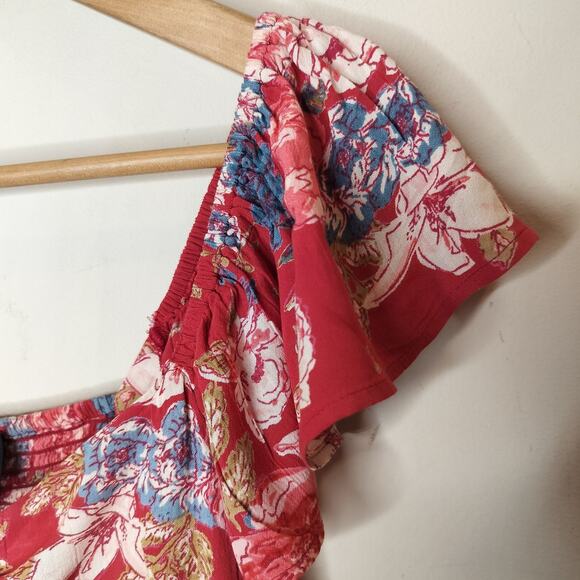 Angie Floral Flutter Sleeve Top Peplum Smocked - Picture 5 of 11
